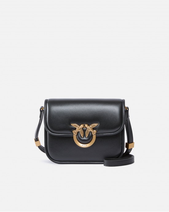 Pinko Love Box Square Shoulder Bag In Nappa Leather Black Τσάντα