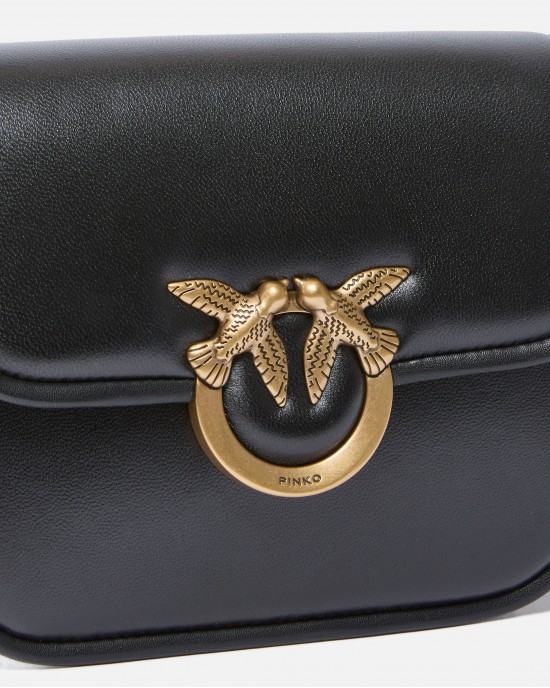 Pinko Love Box Square Shoulder Bag In Nappa Leather Black Τσάντα