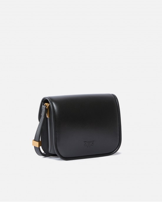 Pinko Love Box Square Shoulder Bag In Nappa Leather Black Τσάντα