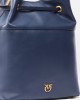 Pinko Secchiello Classic Bucket Blue Leather Τσάντα
