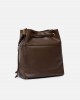 Pinko Secchiello Classic Bucket Brown Leather Τσάντα