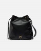 Pinko Secchiello Classic Bucket Black Leather Τσάντα