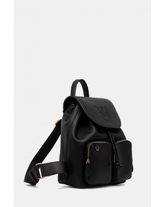Pinko Carrie Backpack Black Leather Τσάντα