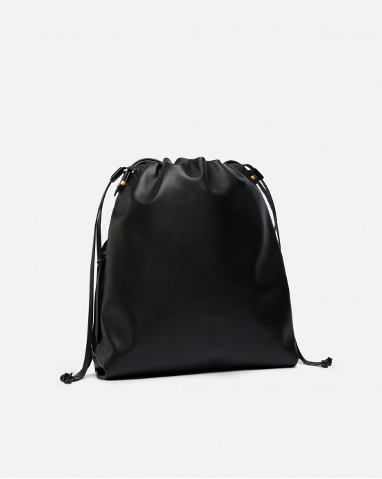 Pinko Slouchy Classic Vertical Black Leather Τσάντα