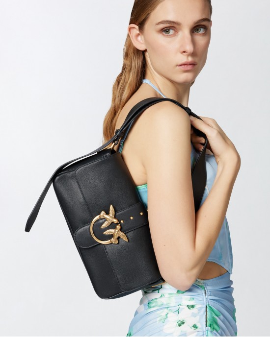 Pinko Slouchy Love One Classic Black Leather Τσάντα Pinko Slouchy Love One Classic Black Leather Τσάντα