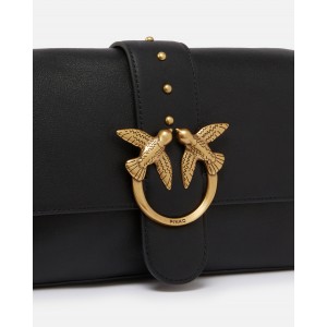 Pinko Slouchy Love One Classic Black Leather Τσάντα