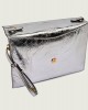 Pinko Flat Purse Handle Metallic Silver Leather Τσάντα