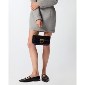 Pinko Small Love Box Nappa Black Leather Τσάντα