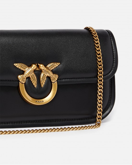 Pinko Small Love Bag Box Crossbody Bag In Nappa Leather Black Τσάντα