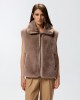 Pinko Deyn Faux Fur Gilet With Zip Beige Γιλέκο