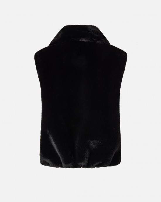 Pinko Deyn Faux Fur Gilet With Zip Black Γιλέκο Pinko Deyn Faux Fur Gilet With Zip Black Γιλέκο