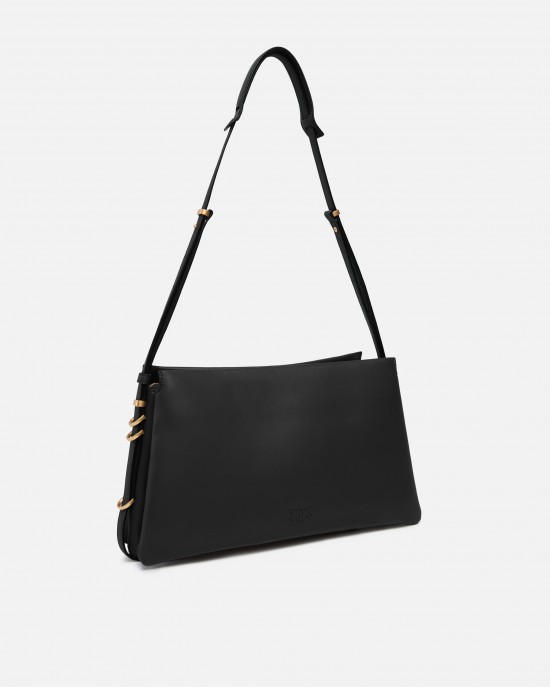 Pinko Triplet Black Leather Τσάντα