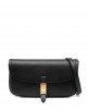 Pinko Saddle Flat Black Leather Τσάντα