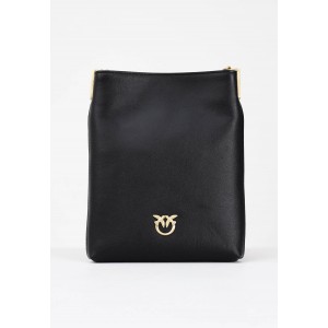 Pinko Flat Satchel Black Leather Τσάντα