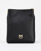 Pinko Flat Satchel Black Leather Τσάντα