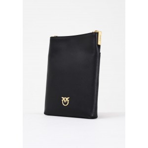 Pinko Flat Satchel Black Leather Τσάντα