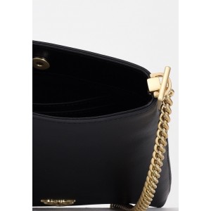 Pinko Flat Satchel Black Leather Τσάντα