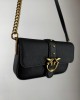Pinko Slouchy Love One Baby Black Leather Τσάντα