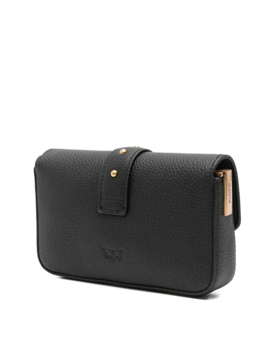 Pinko Slouchy Love One Baby Black Leather Τσάντα
