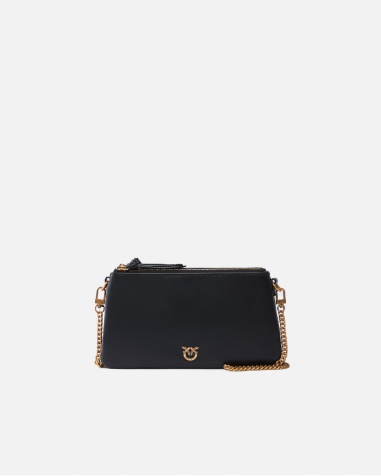 Pinko Double Mini Black Leather Τσάντα Pinko Double Mini Black Leather Τσάντα