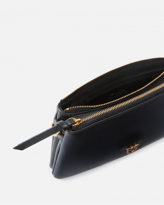 Pinko Double Mini Black Leather Τσάντα Pinko Double Mini Black Leather Τσάντα