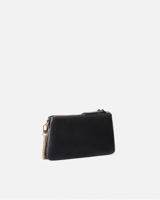 Pinko Double Mini Black Leather Τσάντα Pinko Double Mini Black Leather Τσάντα