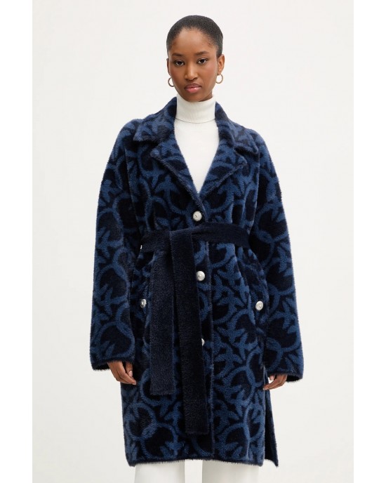 Pinko Zante Jacquard Logo Blue Παλτό Pinko Zante Jacquard Logo Blue Παλτό