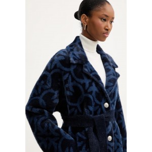 Pinko Zante Jacquard Logo Blue Παλτό Pinko Zante Jacquard Logo Blue Παλτό