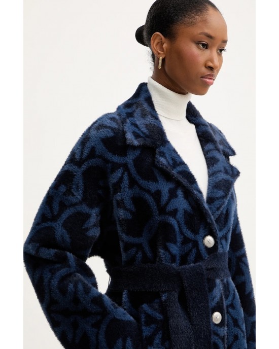 Pinko Zante Jacquard Logo Blue Παλτό Pinko Zante Jacquard Logo Blue Παλτό