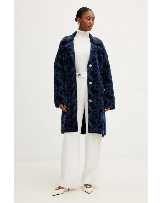 Pinko Zante Jacquard Logo Blue Παλτό Pinko Zante Jacquard Logo Blue Παλτό