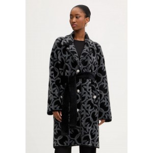 Pinko Zante Jacquard Logo Grey/Black Παλτό Pinko Zante Jacquard Logo Grey/Black Παλτό