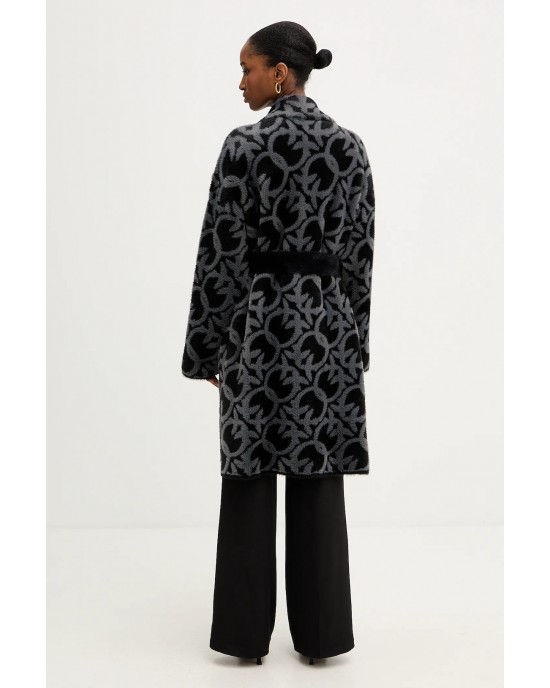 Pinko Zante Jacquard Logo Grey/Black Παλτό Pinko Zante Jacquard Logo Grey/Black Παλτό