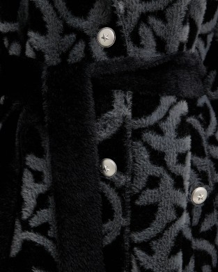 Pinko Zante Jacquard Logo Grey/Black Παλτό