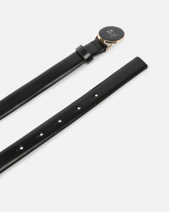 Pinko Round Enamel H2 Black Leather Ζώνη Pinko Round Enamel H2 Black Leather Ζώνη