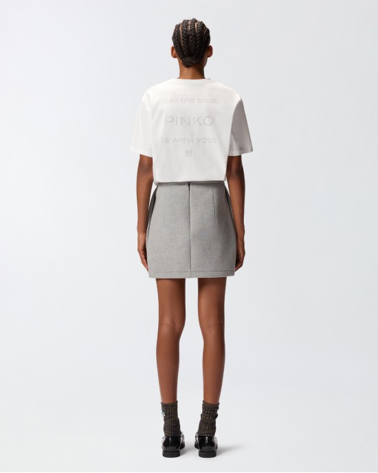 Pinko Strepitoso T-Shirt Rhinestone Logo White Μπλούζα