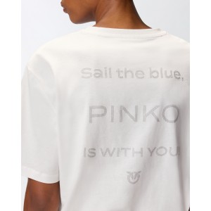 Pinko Strepitoso T-Shirt Rhinestone Logo White Μπλούζα