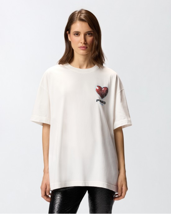 Pinko Utile T-shirt With Print White Μπλούζα