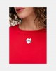 Pinko Tortino T-shirt With Heart Embroidery Red Μπλούζα