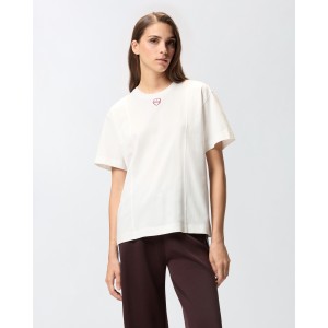 Pinko Tortino T-shirt With Heart Embroidery White Μπλούζα