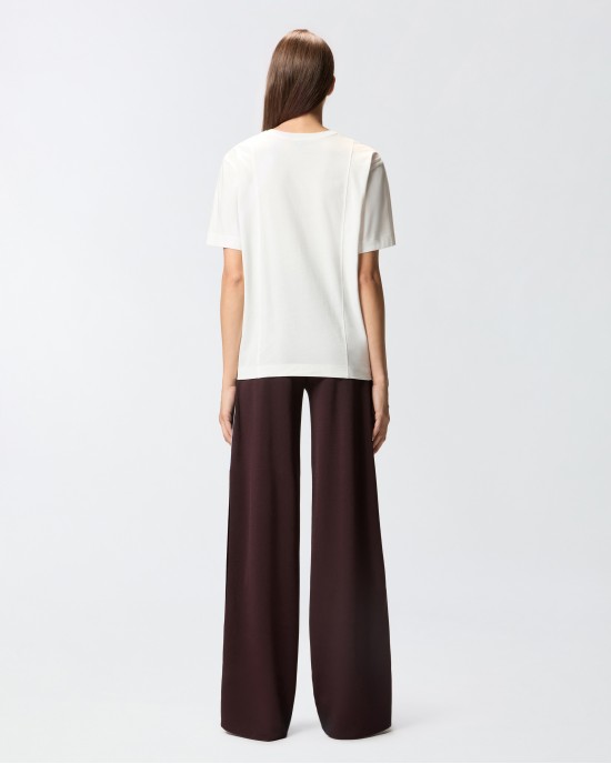 Pinko Tortino T-shirt With Heart Embroidery White Μπλούζα