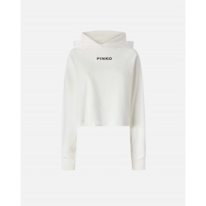 Pinko Mediocre Cropped Sweatshirt With Embroidery White Φο΄υτερ Pinko Mediocre Cropped Sweatshirt With Embroidery White Φο΄υτερ