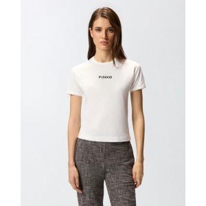 Pinko Intenso T-shirt With Embroidered Logo White Μπλούζα