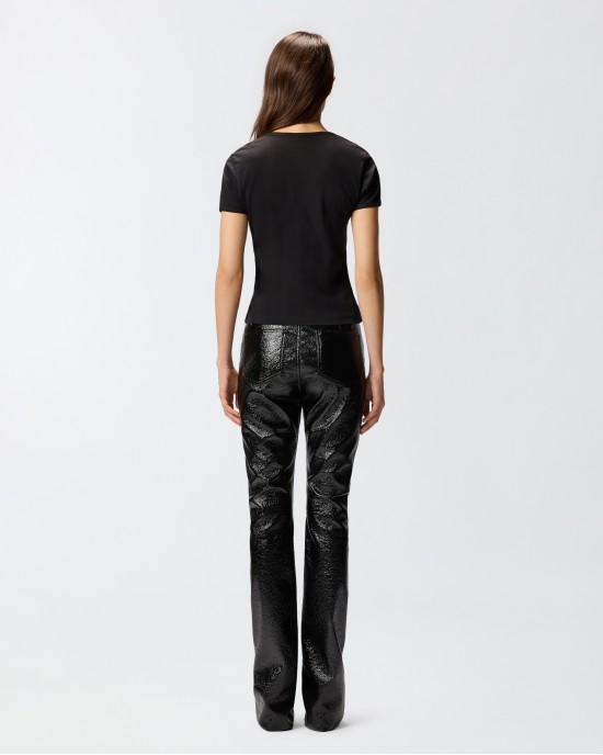 Pinko Intenso T-shirt With Embroidered Logo Black Μπλούζα