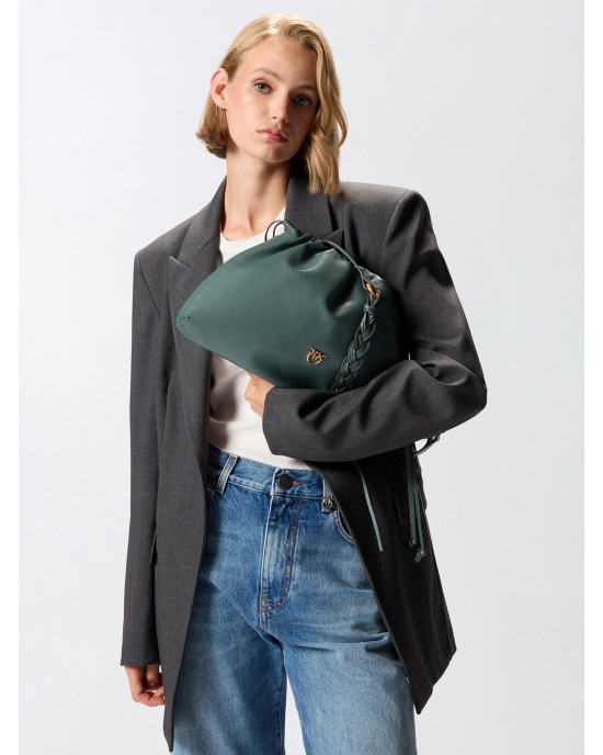 Pinko Clutch Maxi With Soft Calfskin Green Leather Τσάντα Pinko Clutch Maxi With Soft Calfskin Green Leather Τσάντα