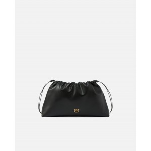 Pinko Clutch Maxi With Soft Calfskin Black Leather Τσάντα