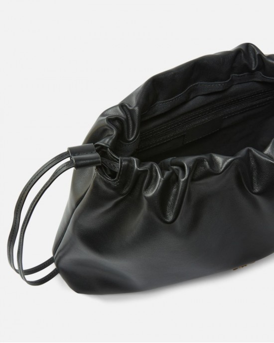 Pinko Clutch Maxi With Soft Calfskin Black Leather Τσάντα
