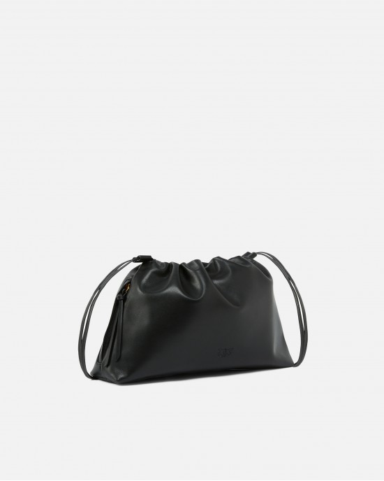 Pinko Clutch Maxi With Soft Calfskin Black Leather Τσάντα