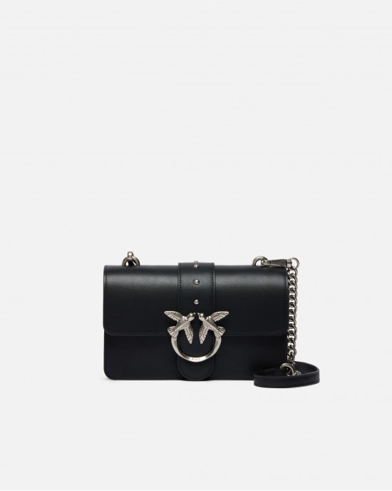 Pinko Love Bag One Small Crossbody Bag In Leather Black Τσάντα