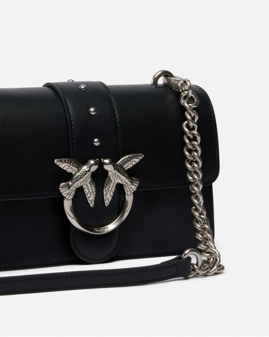 Pinko Love Bag One Small Crossbody Bag In Leather Black Τσάντα