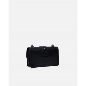 Pinko Love One Small Black Leather Τσάντα